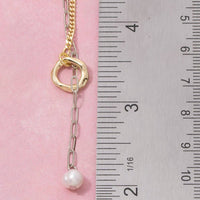 Pearl Drop Ring Lariat Y-Necklace