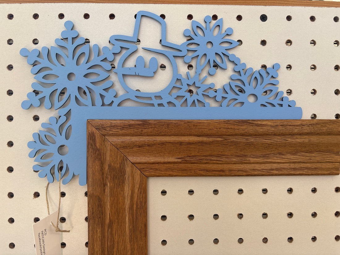Blue Snowman + Snowflakes Door Topper