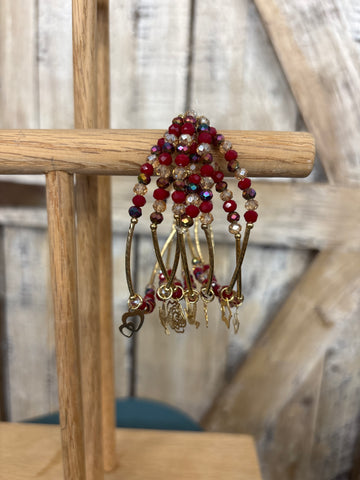Red + Clear Beaded Charm Bracelet