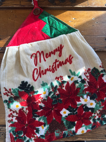 Merry Christmas Poinsettia Kitchen Towel