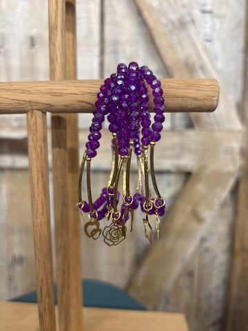 Purple Beaded Charm Bracelet