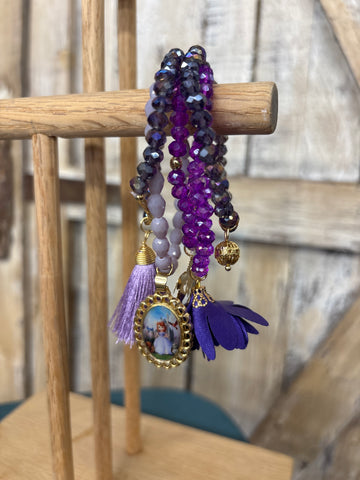 Purple Beaded Charm Bracelets - Sofia