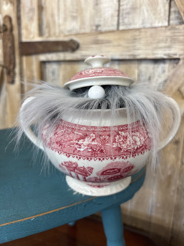 Red Print Sugar Bowl Gnome