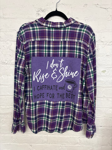 Repurposed Flannel Shirt with Caffinate Patch
