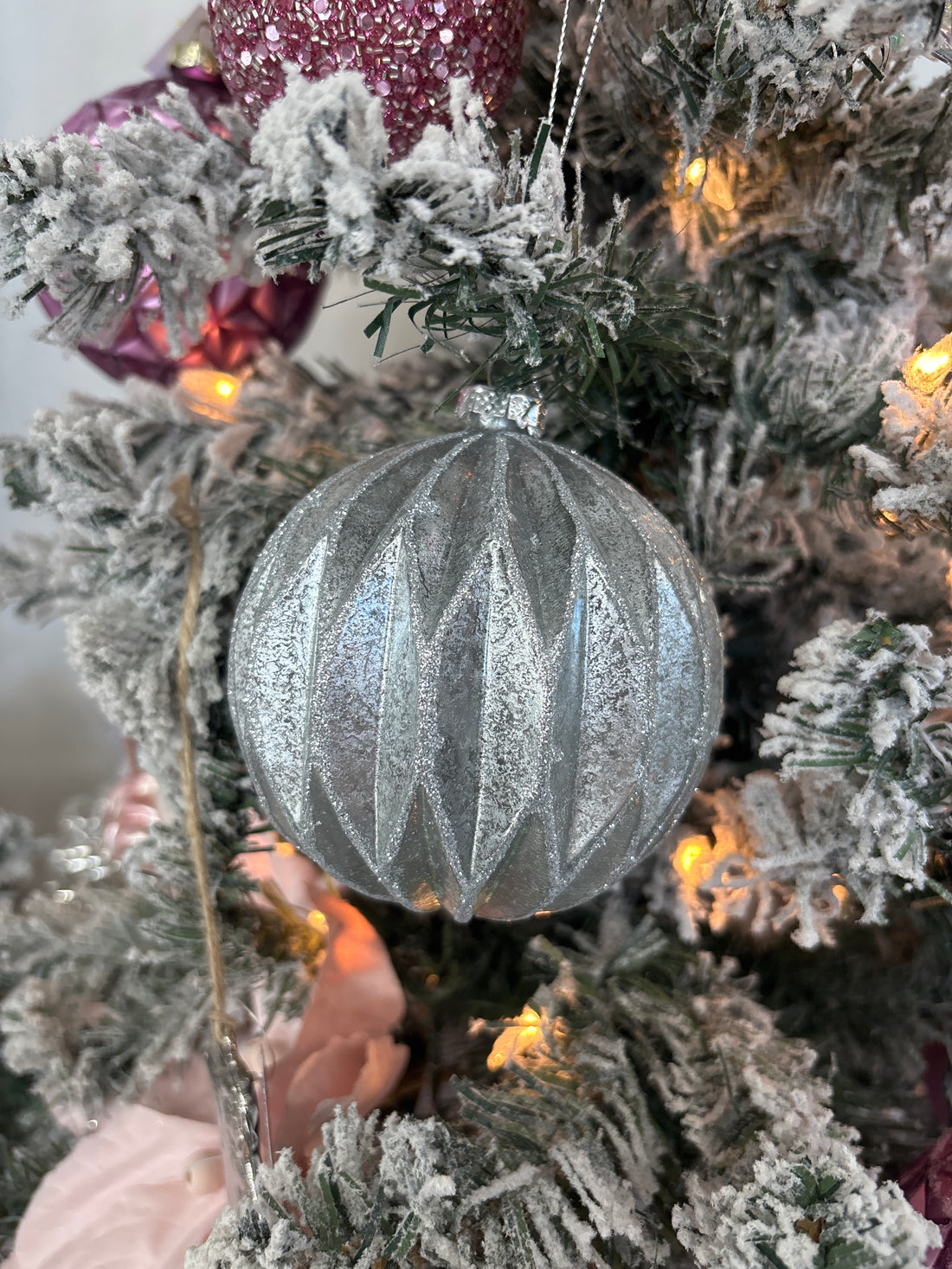 Silver Ball Ornament - 4"