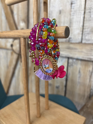 Pink Multi Beaded Charm Bracelets - Daisy