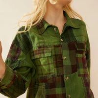 Emma Dawn Patchwork Shacket - Green