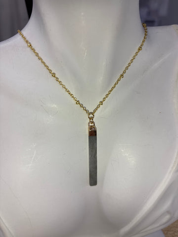 Skinny Bar Labradorite Gemstone Gold Necklace