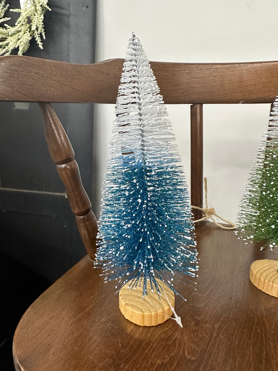 Bottle Brush Trees with Snow Frosted Top