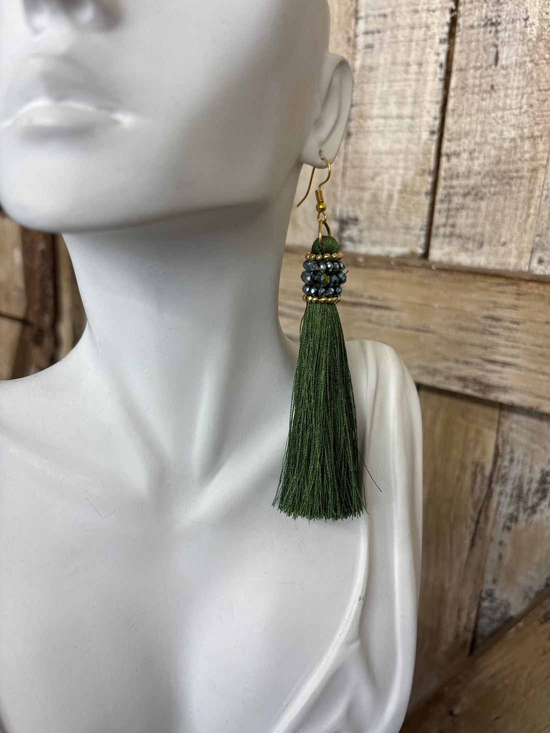 Avocado Green Fringe Earrings