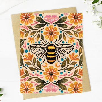 Bee + Floral Greeting Card