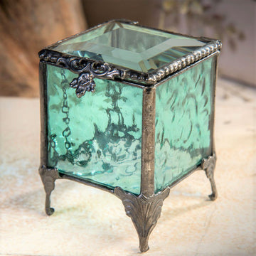 Turquoise Blue Stained Glass Ring Box
