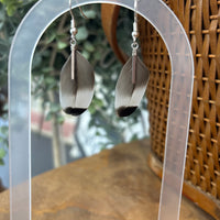 Duck Feather + Bar Earrings