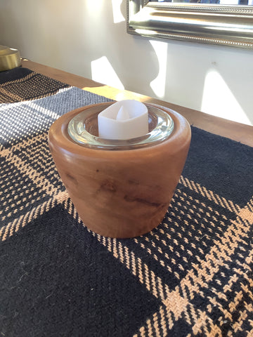 Wooden Glass Votive Candle Holder