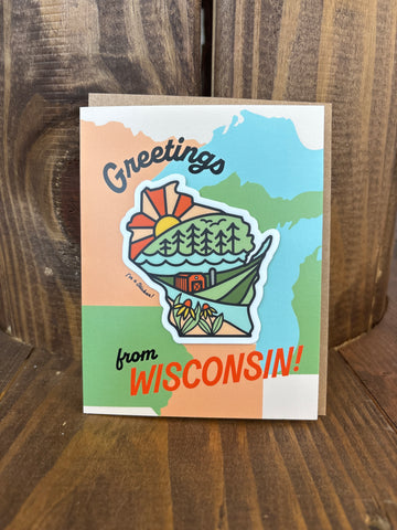 Greetings From Wisconsin Sticker Card