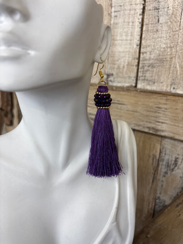Royal Purple Fringe Earrings
