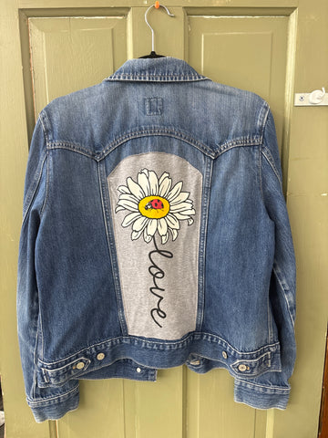 Repurposed Jacket with Flower Love Patch