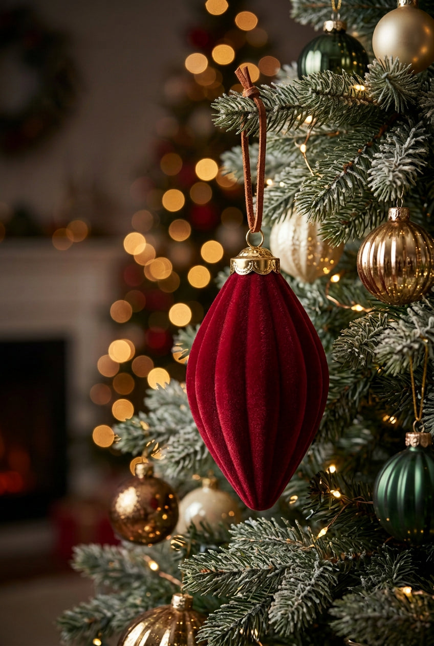 Red Velvet Oval Ornament