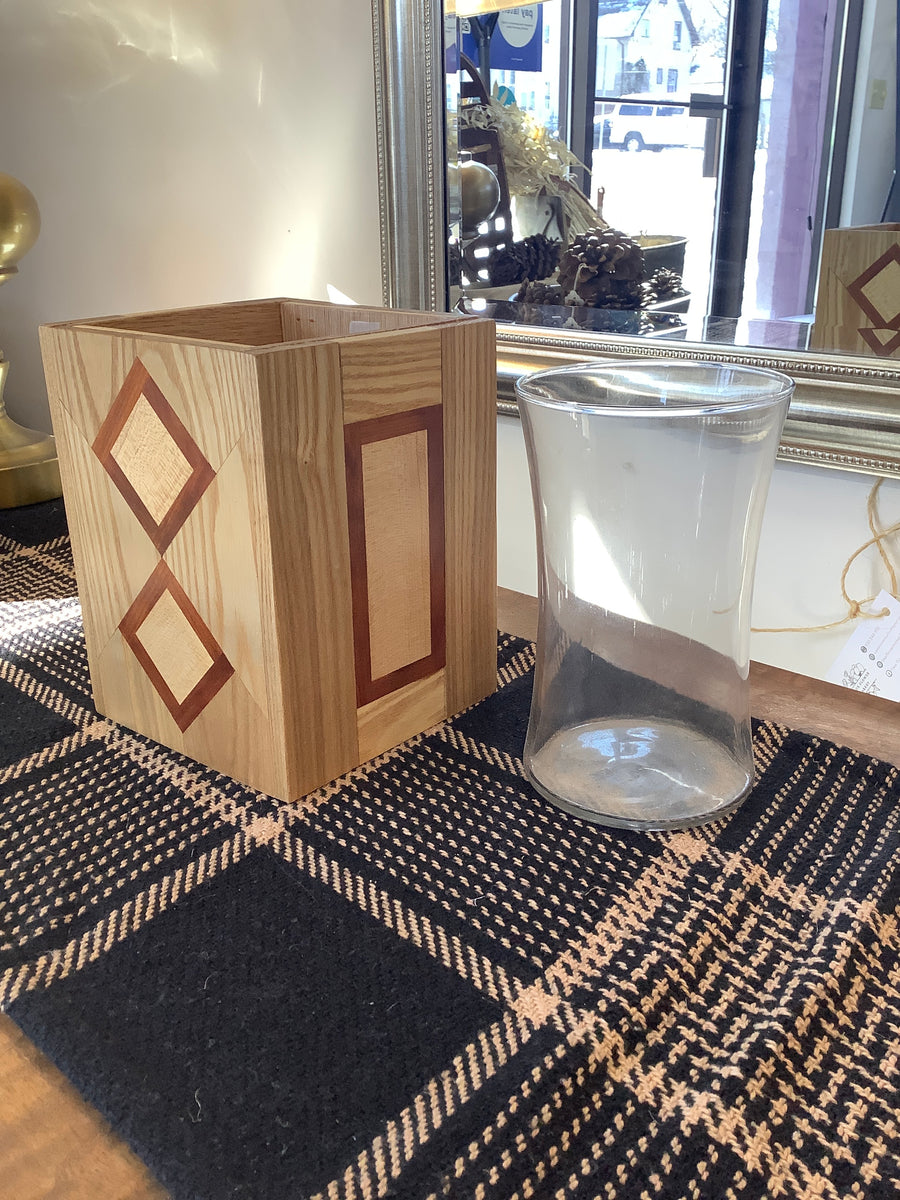 Wooden Decorative Glass Vase Holder