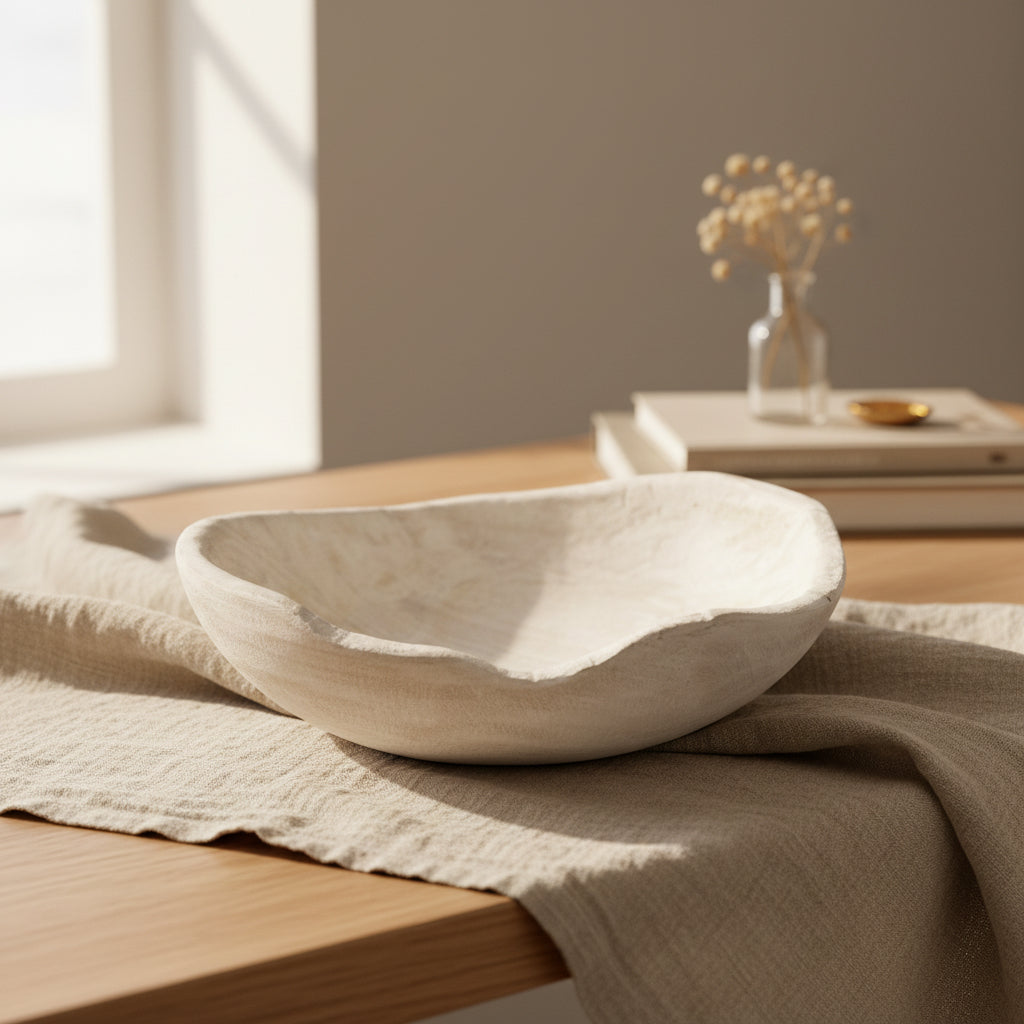White Wood Bowl