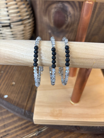 Lava Diffuser Stackable Bracelet - Grey