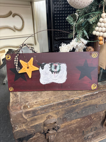 Holiday Sheep Painted Sign