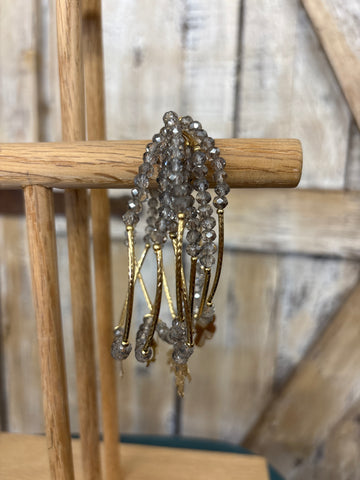 Silver Grey Beaded Charm Bracelet