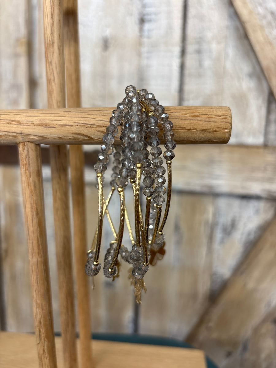 Silver Grey Beaded Charm Bracelet