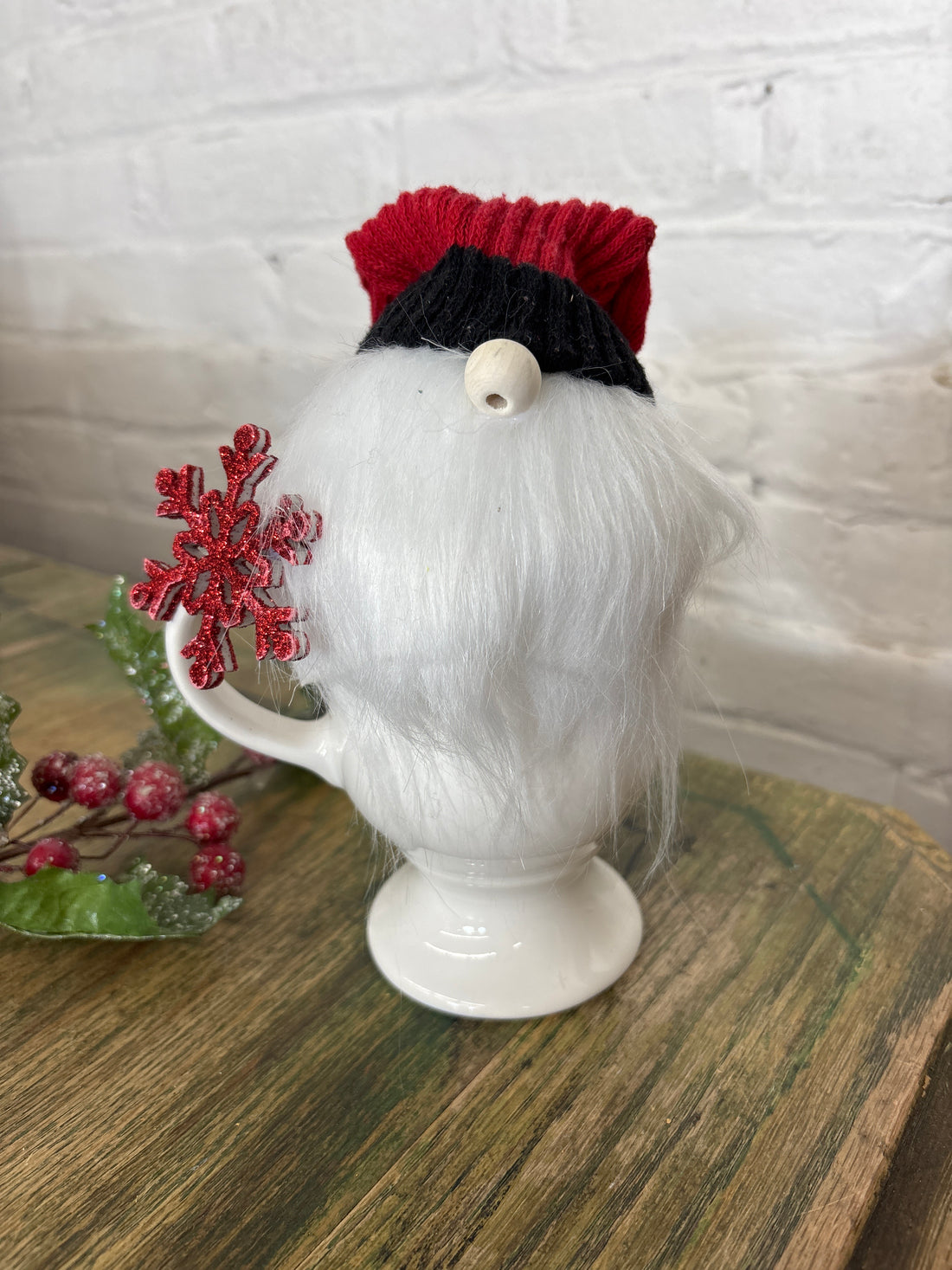 White Mug + Red Snowflake Gnome