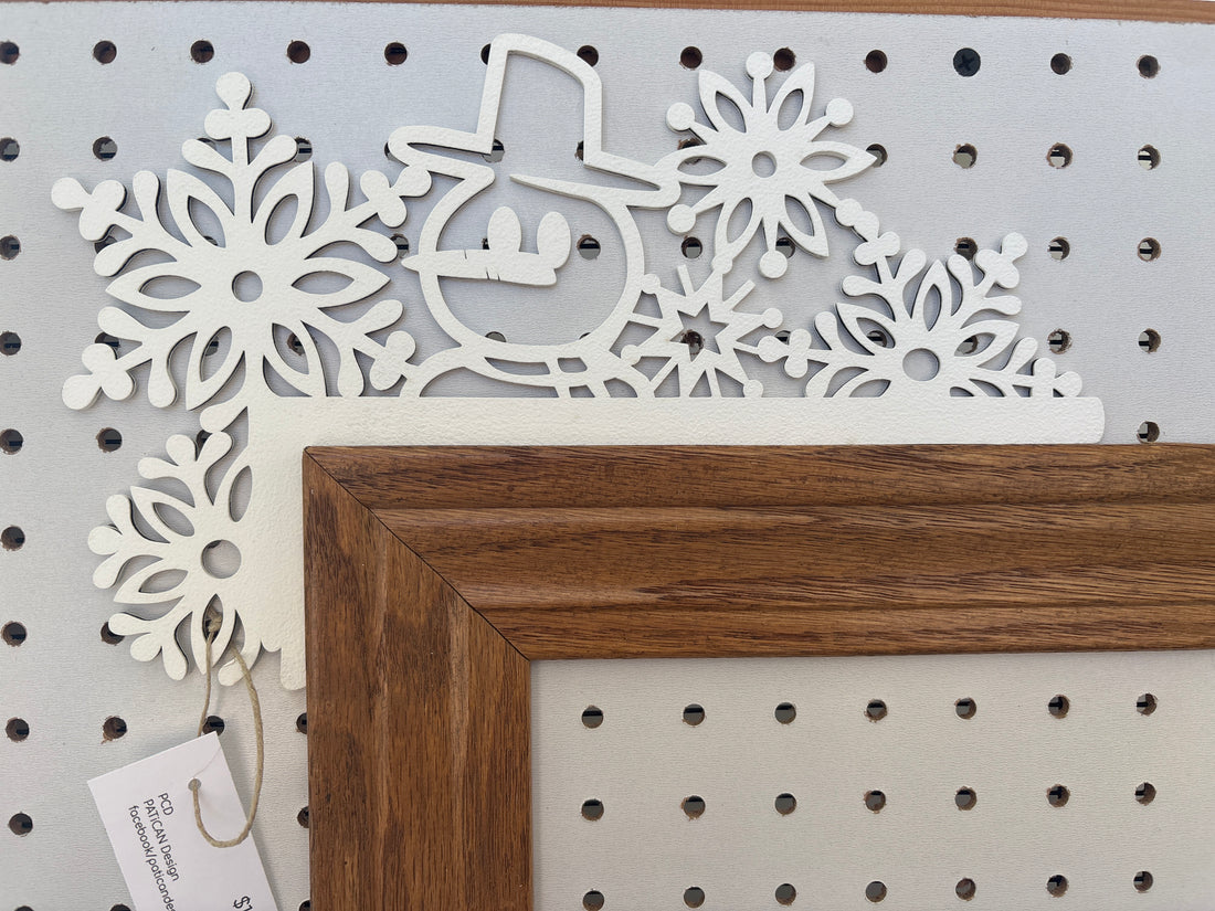 White Snowman + Snowflakes Door Topper
