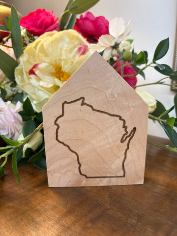 Wisconsin Wooden Laser Shelf Sitter - Wisconsin