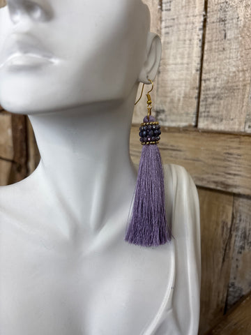 Heather Purple Fringe Earrings