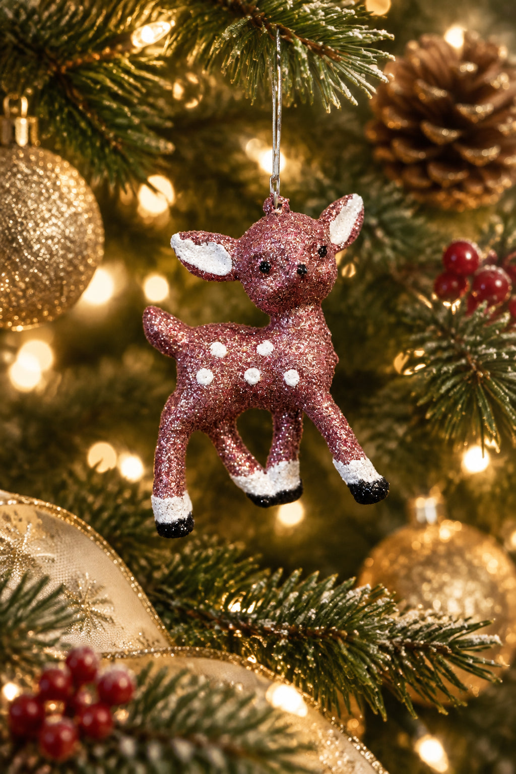 Pink Standing Deer Ornament