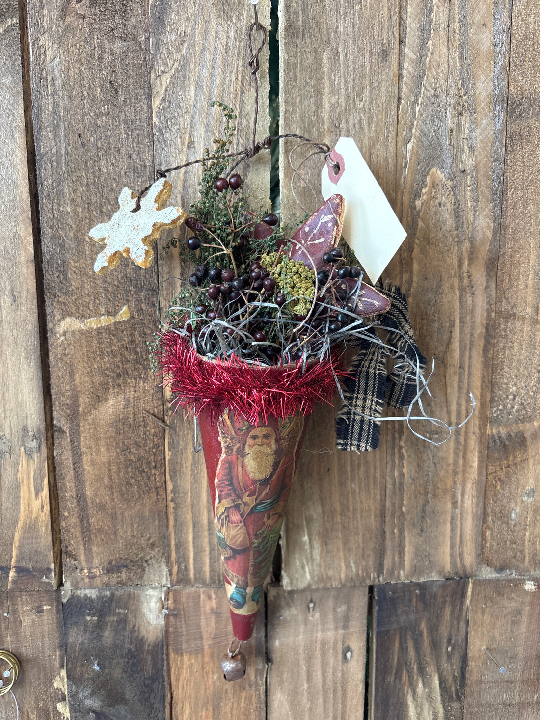Handmade Hanging Santa Cone