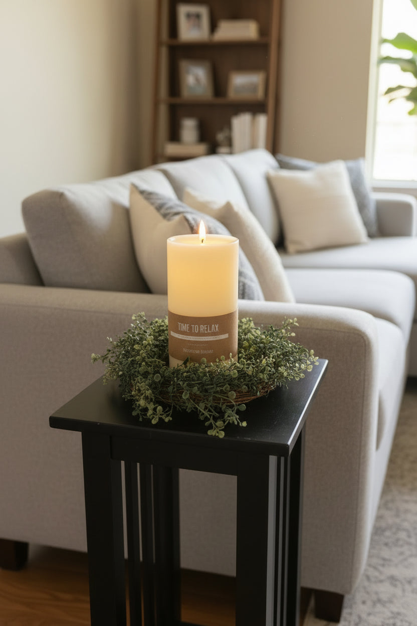 Time to Relax LED Pillar Candle - Cream