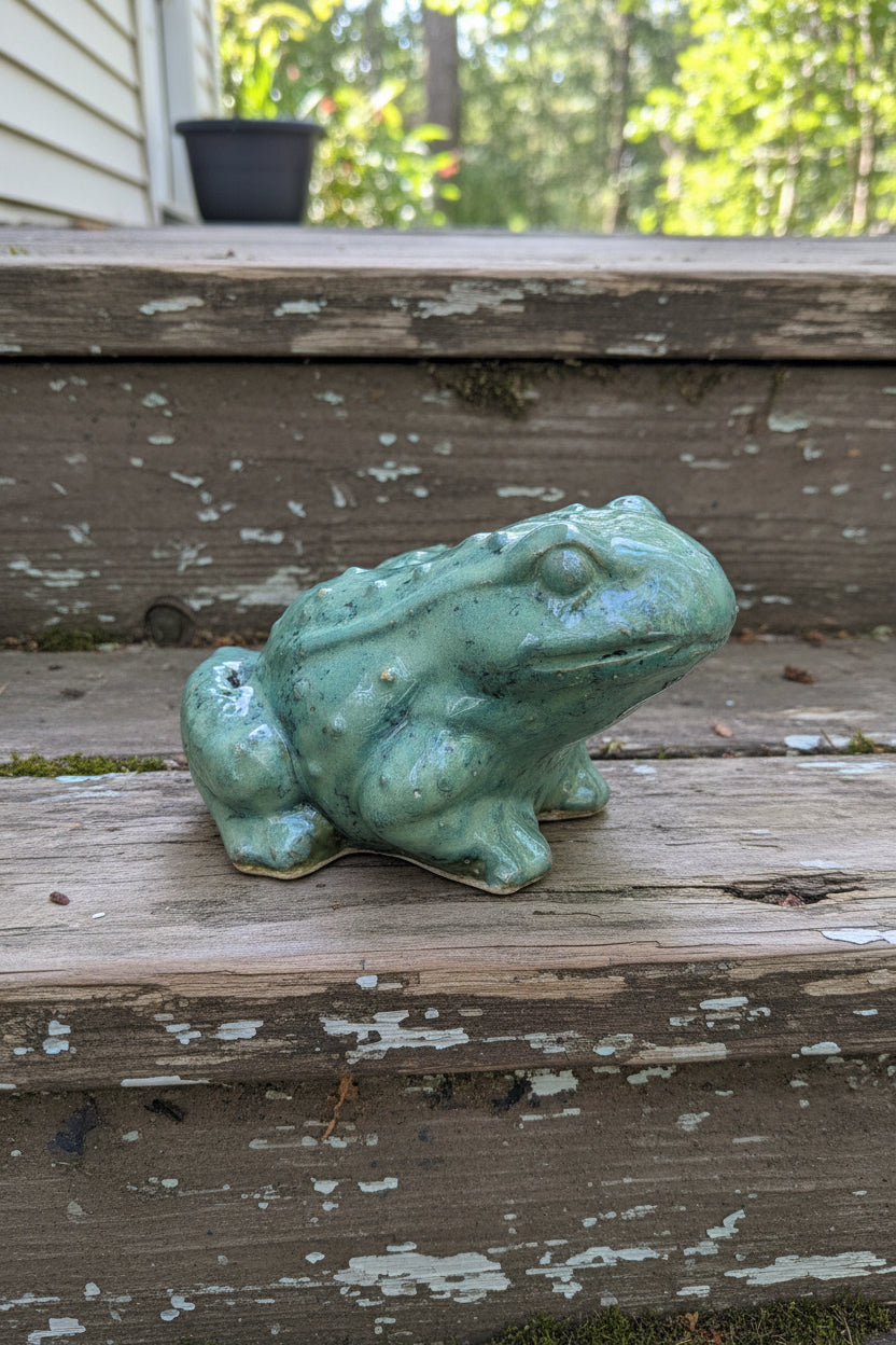 Light Green Ceramic Garden Frog