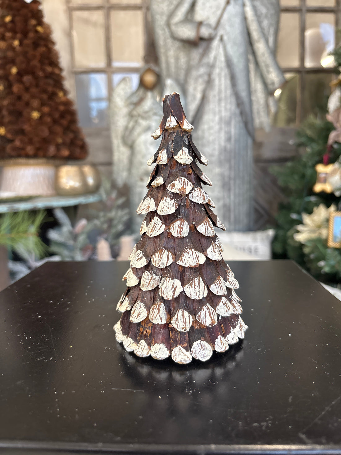 Pinecone Cone Mini Tree - White