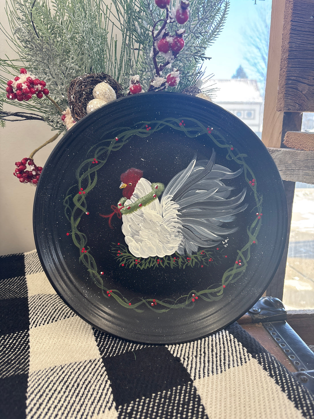 Hand Painted Holiday Rooter Plate