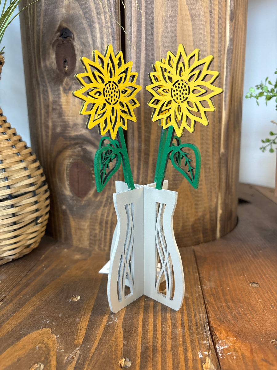 Laser Cut Sunflower Vase