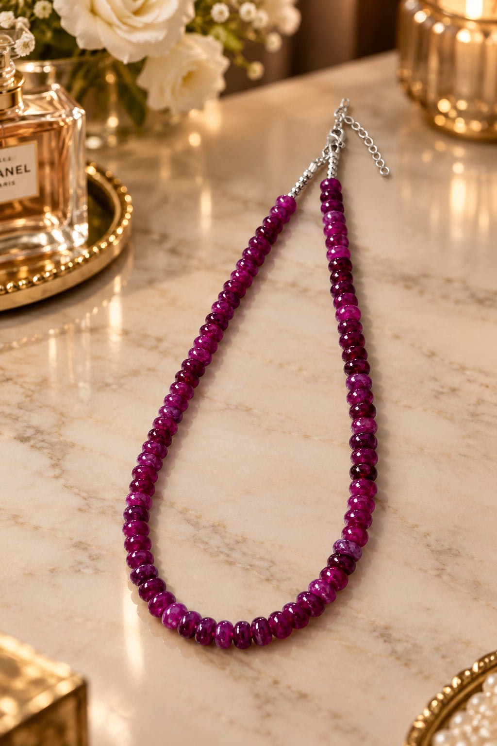 Beaded Necklace - Purple