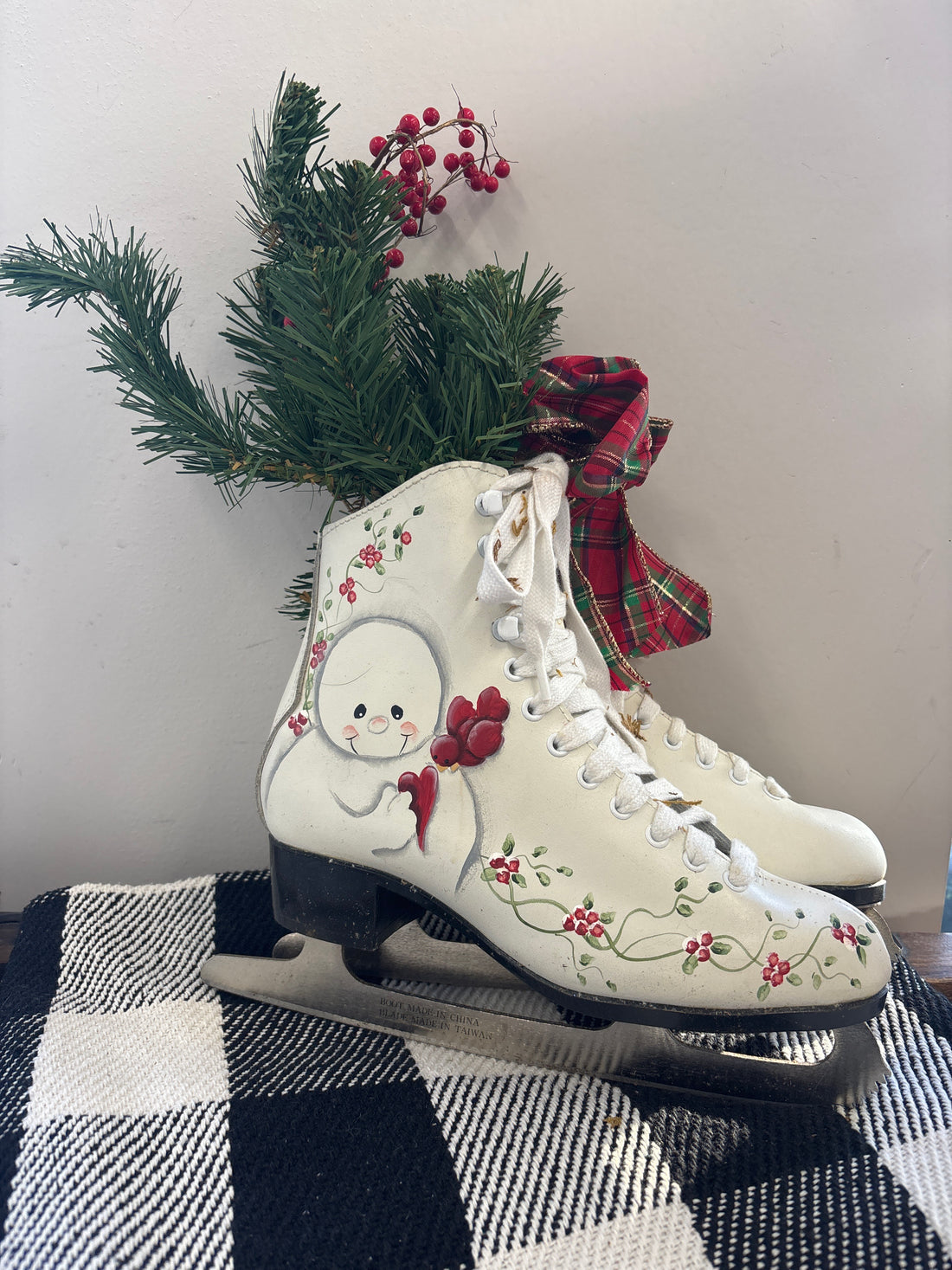 Hand Painted Ice Skates Decor