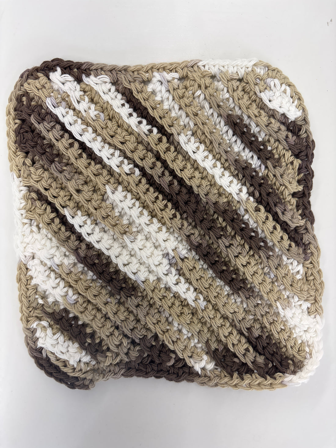 White + Browns Square Cotton Wash/Dish Cloth