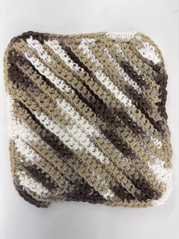 White + Browns Square Cotton Wash/Dish Cloth