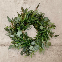 Faux Mixed Greens Wreath