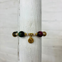 Adjustable Multicolor Beaded Charm Bracelet