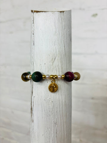 Adjustable Multicolor Beaded Charm Bracelet
