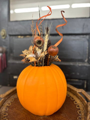 Large Pumpkin Arrangement - Pheasant Feather Flower