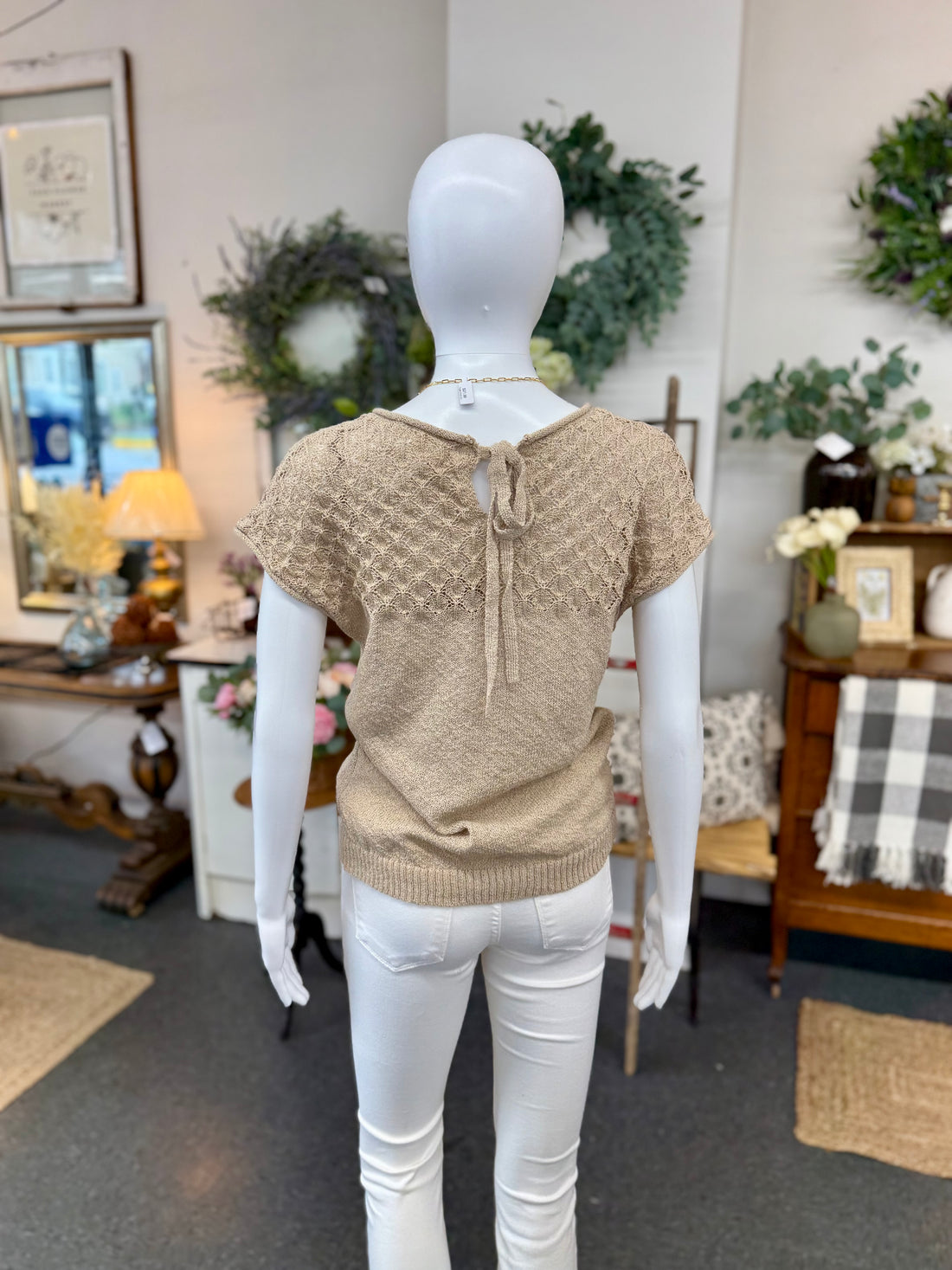 Eyelet Sweater - Light Khaki
