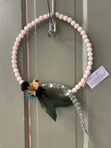 Pheasant + Duck + Guinea Fowl Feather Flower Beaded Wreath
