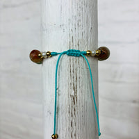 Adjustable Light Blue Beaded Charm Bracelet